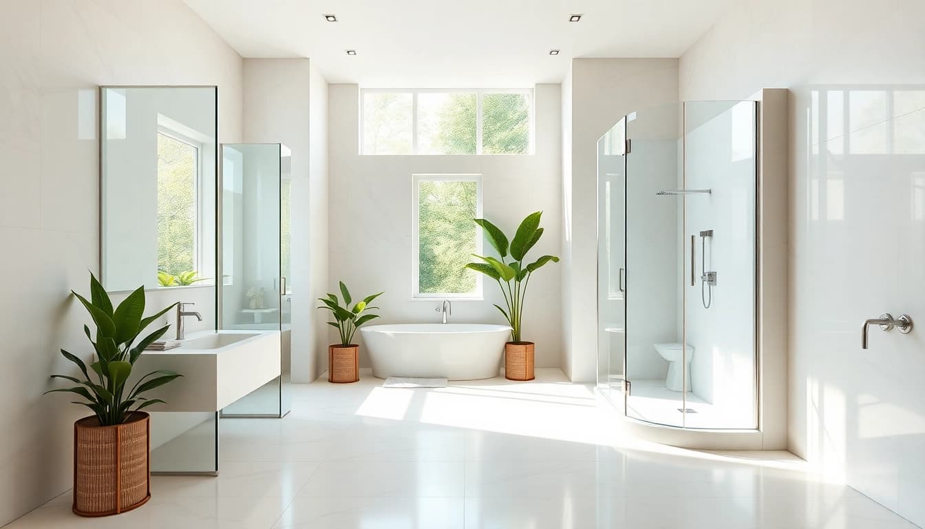 Showcase of elegant showers au in a modern bathroom setting with sleek design features.