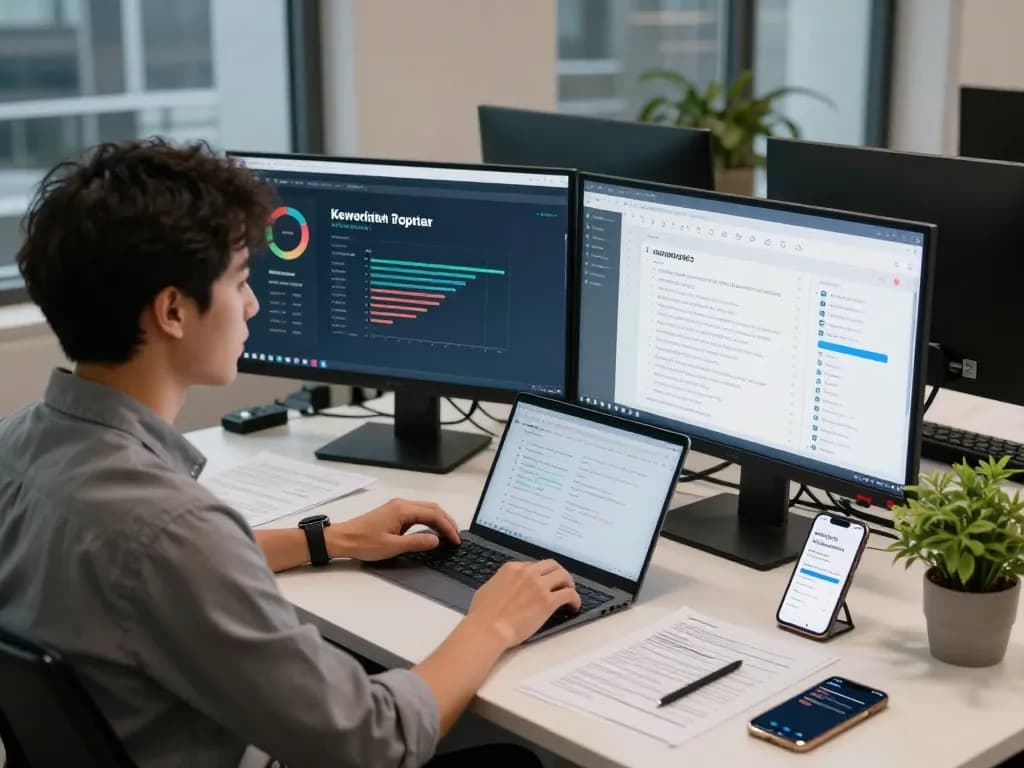 Engaging workspace showcasing group buy seo tools in a modern marketing office.