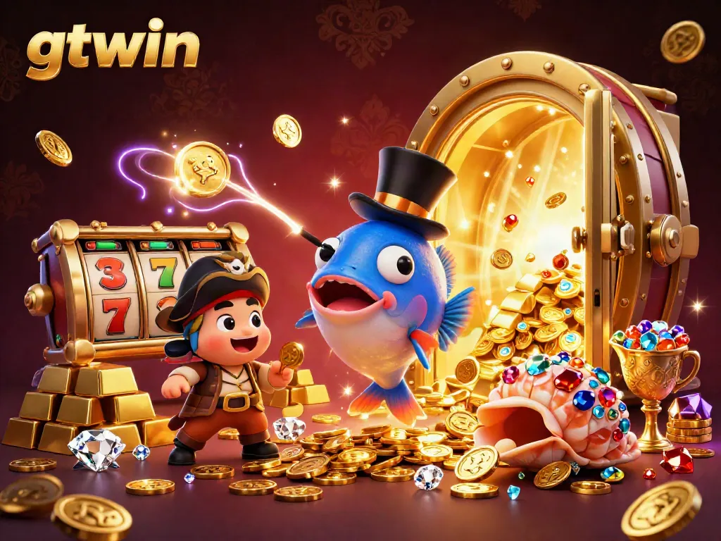 Experience the excitement of gtwin with an enchanting underwater treasure scene brimming with jewels and classic casino elements.
