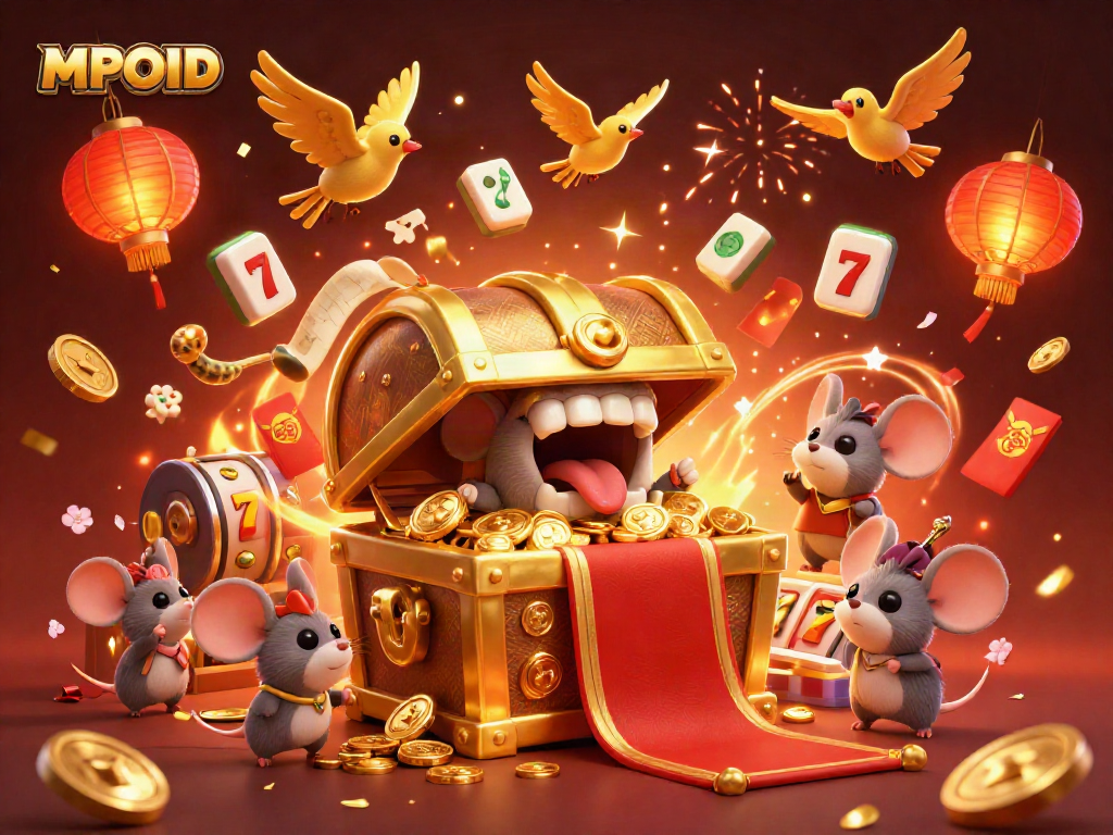 Engage in thrilling MPOID gaming adventures with a vibrant casino scene full of exciting elements.