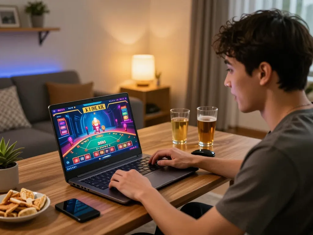 Engaging gameplay at home featuring 789win online casino interface, with focus on strategies.