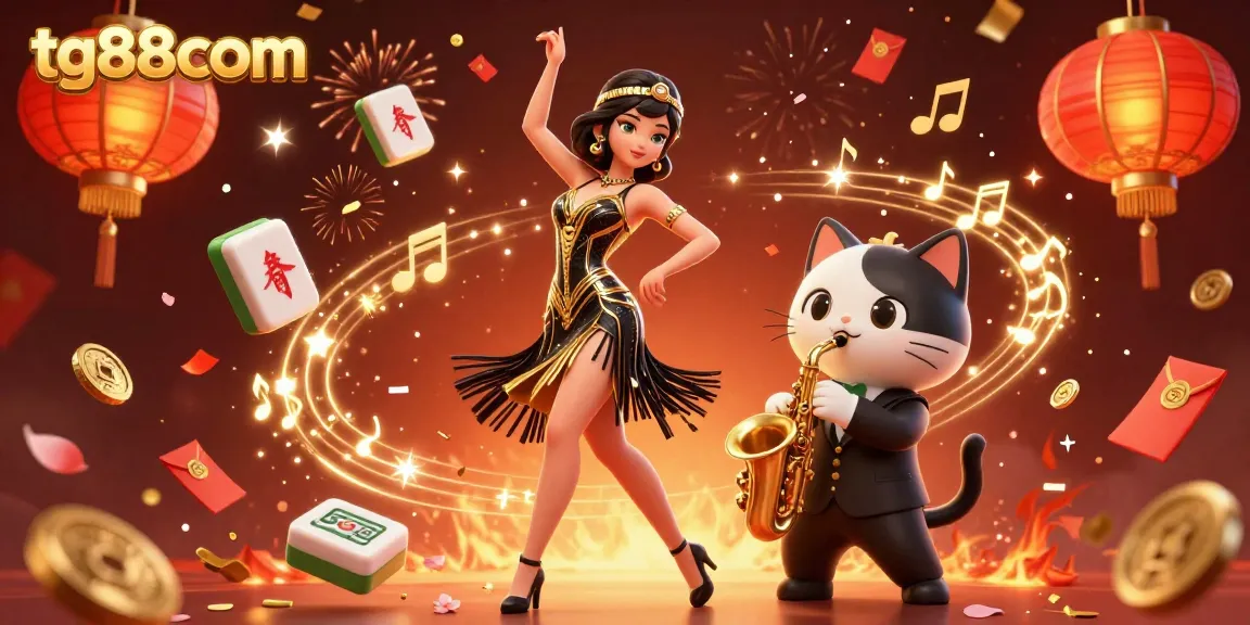Experience exhilarating gameplay at tg88com with a vibrant 3D casino scene featuring festive elements and characters.