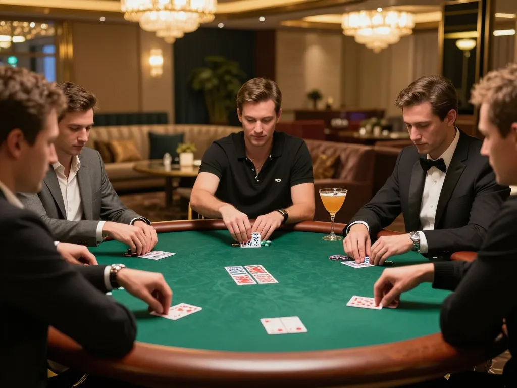 Permainan poker Paris dalam suasana taruhan tinggi dengan pemain yang terlibat dan taruhan strategis