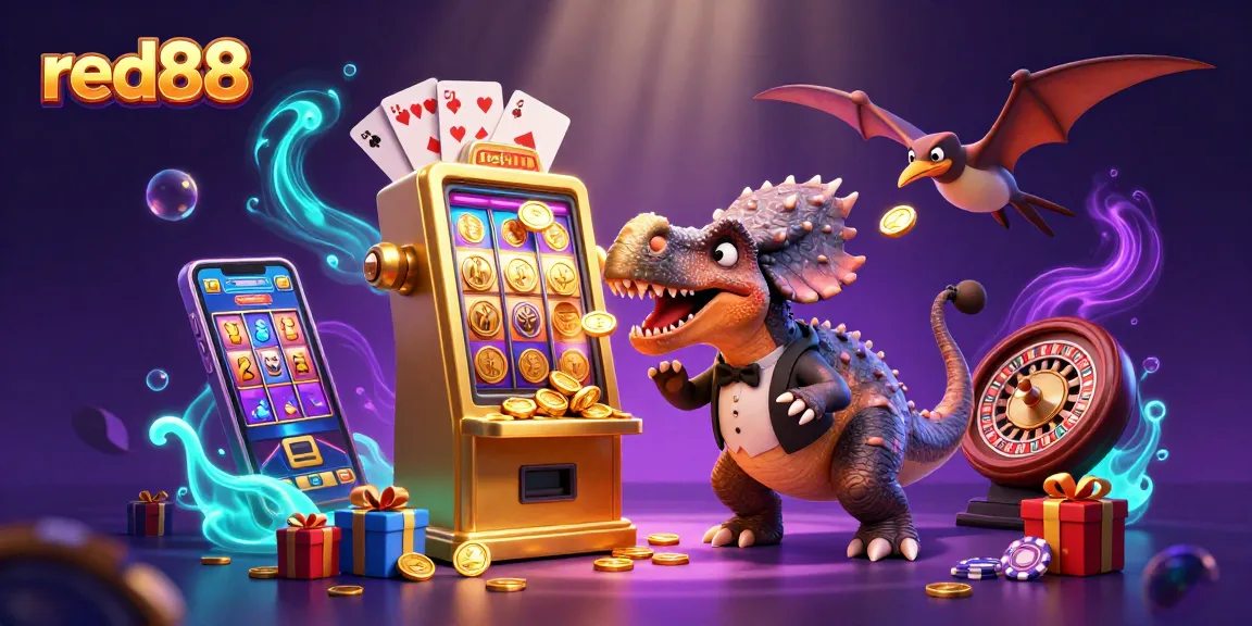 red88 pachycephalosaurus hits a slot machine for jackpots amidst casino chaos