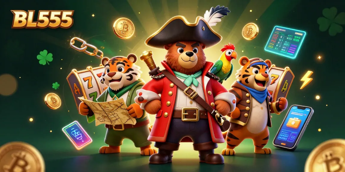 Experience thrilling gameplay at BL555 with a vibrant pirate-themed casino scene filled with slot machine excitement.