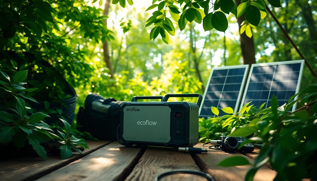 EcoFlow portable power station on a wooden table demonstrating eco-friendly energy solutions.