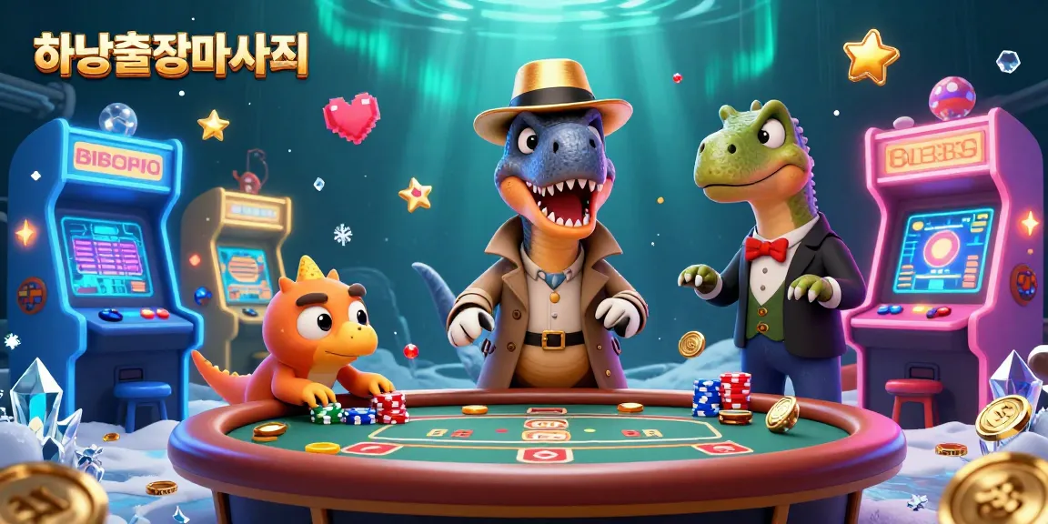 Experience 하남출장마사지 with 3D cartoon velociraptor at blackjack, surrounded by vibrant casino elements.
