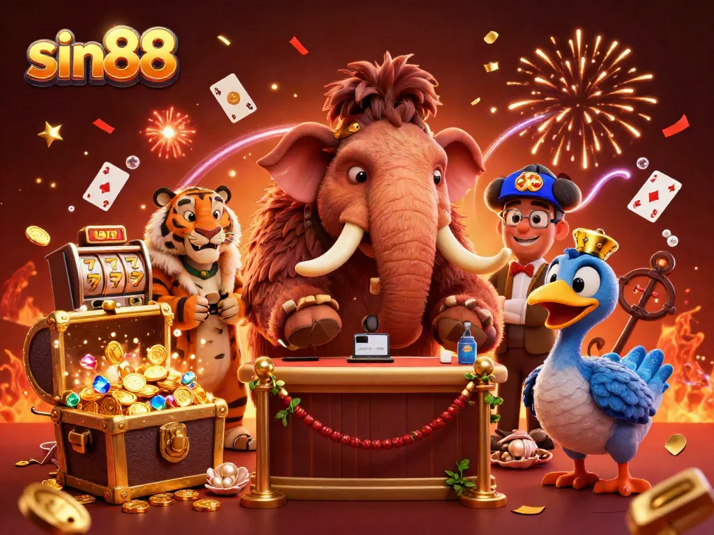 Experience winning moments at sin88 with a vibrant online casino scene featuring unique characters and jackpot elements.