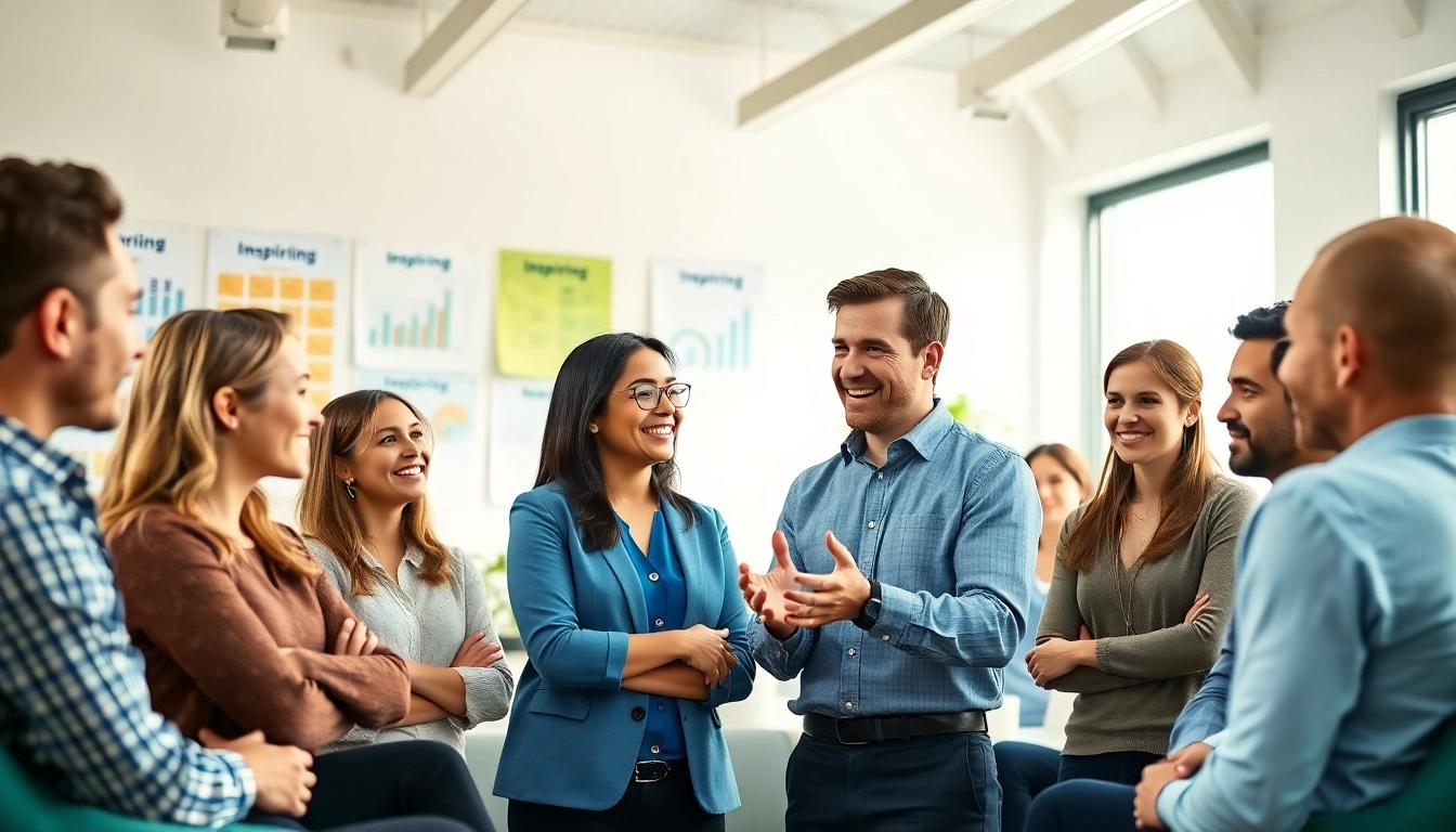 Empowering scene of career coaching, where a coach interacts with individuals to guide their paths.