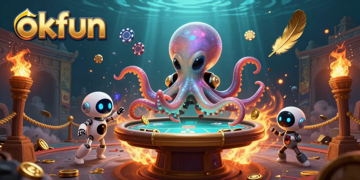 Experience exhilarating gameplay at okfun with a cosmic alien octopus dealer and vibrant chips.
