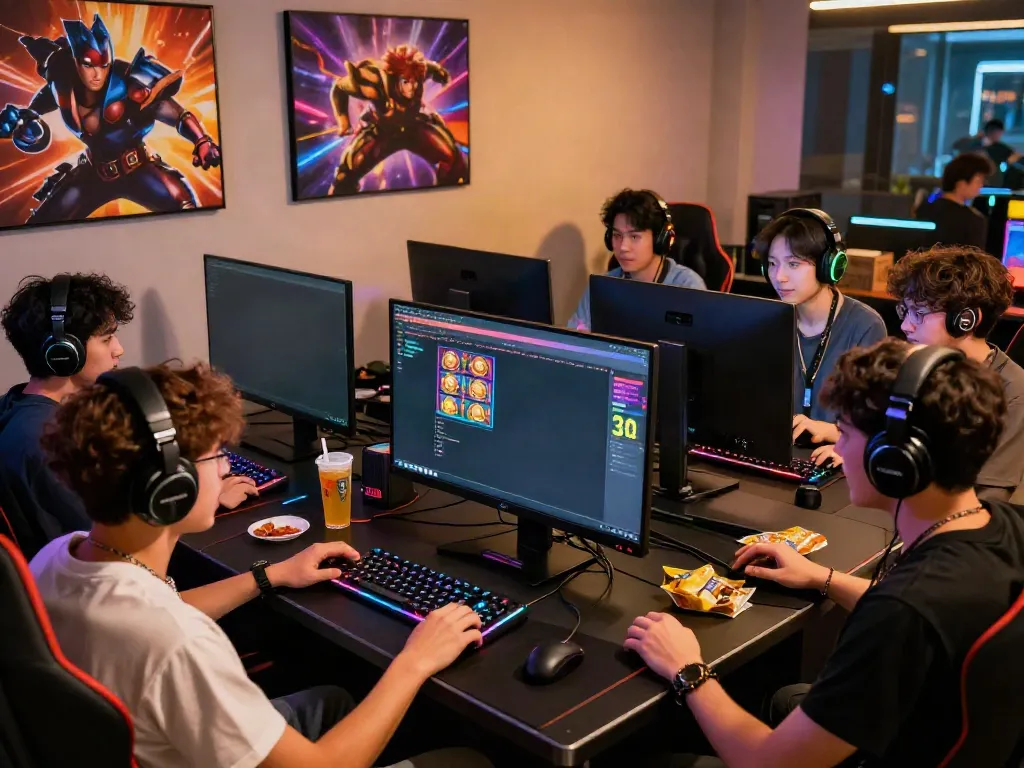 Engaging gaming environment with players enjoying qqmacan slot games in a vibrant setting.