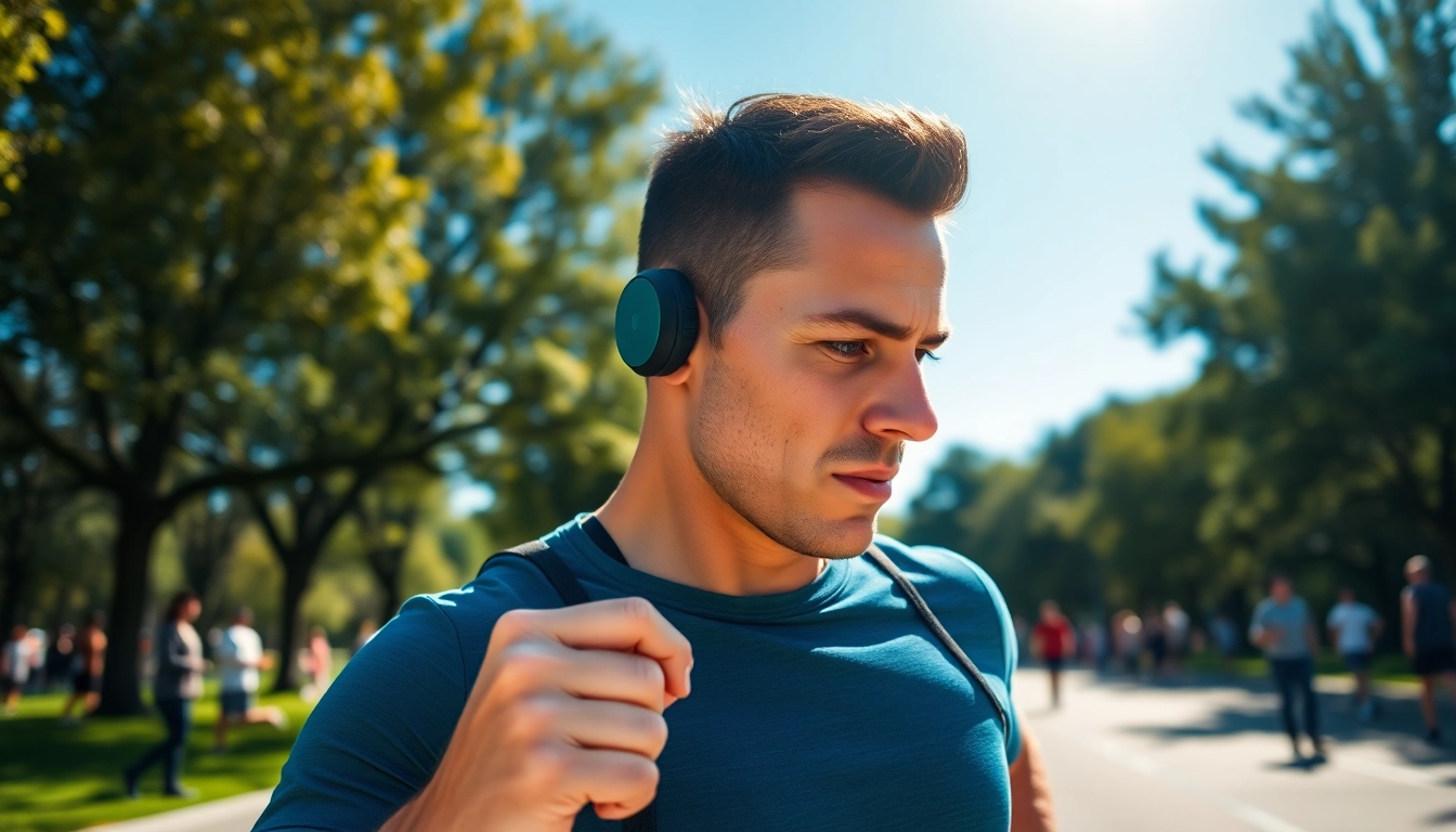 Experience the agility of Shokz headphones in action with a dedicated athlete in a vibrant park.