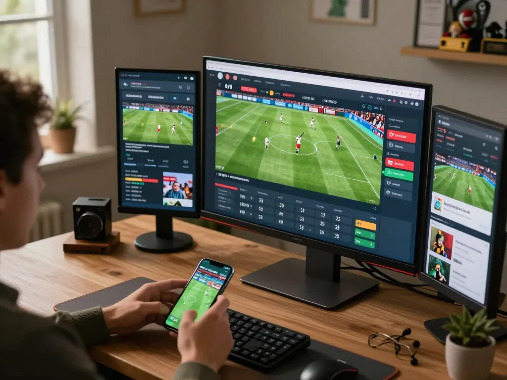 Engaging scene of Bongdalu mới offering live sports betting on a cozy desktop setup illustrating user interaction.