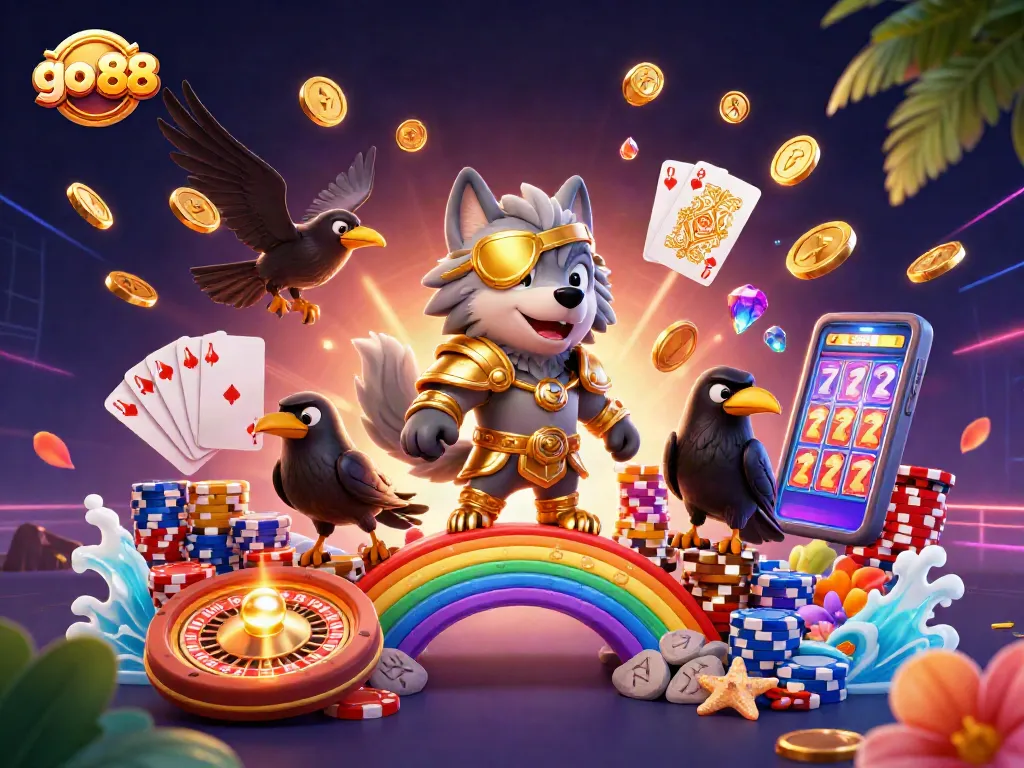 Trải nghiệm chơi game tại GO 88 với những biểu tượng may mắn và phần thưởng lớn, phong cách hiện đại.