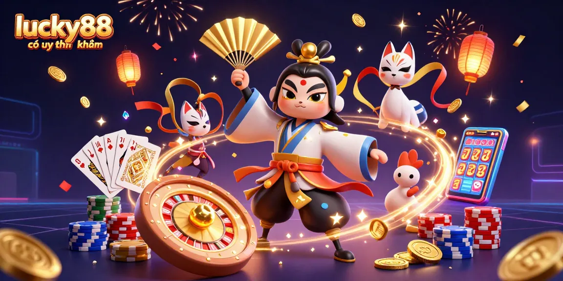 Experience the thrill of lucky88 có uy tín không with this vibrant, action-packed casino illustration.