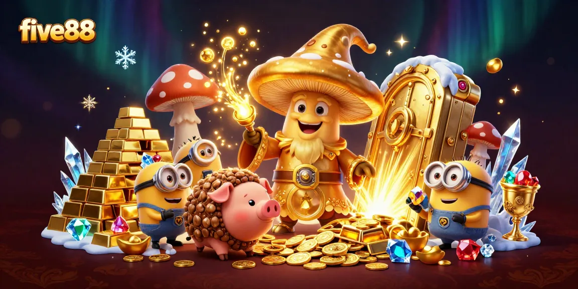 five88 showcases golden wizard and treasure in a vibrant casino scene with magical elements