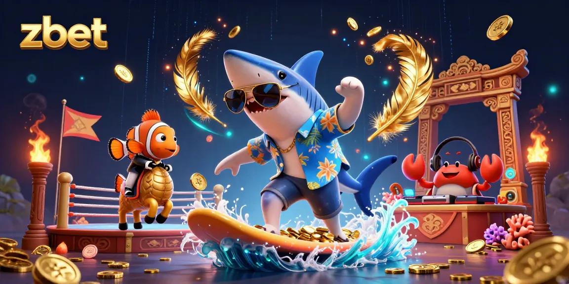 Experience thrills at zbet with an exciting 3D casino illustration showcasing dynamic characters and gambling elements.
