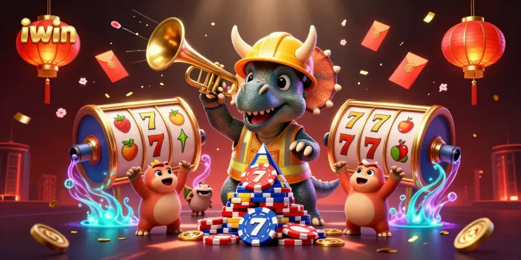 Unleash excitement with iwin's vibrant casino scene featuring animated characters and dynamic elements.