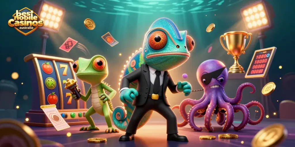 Experience the best mobile casinos in Australia with vibrant characters and thrilling slot action!