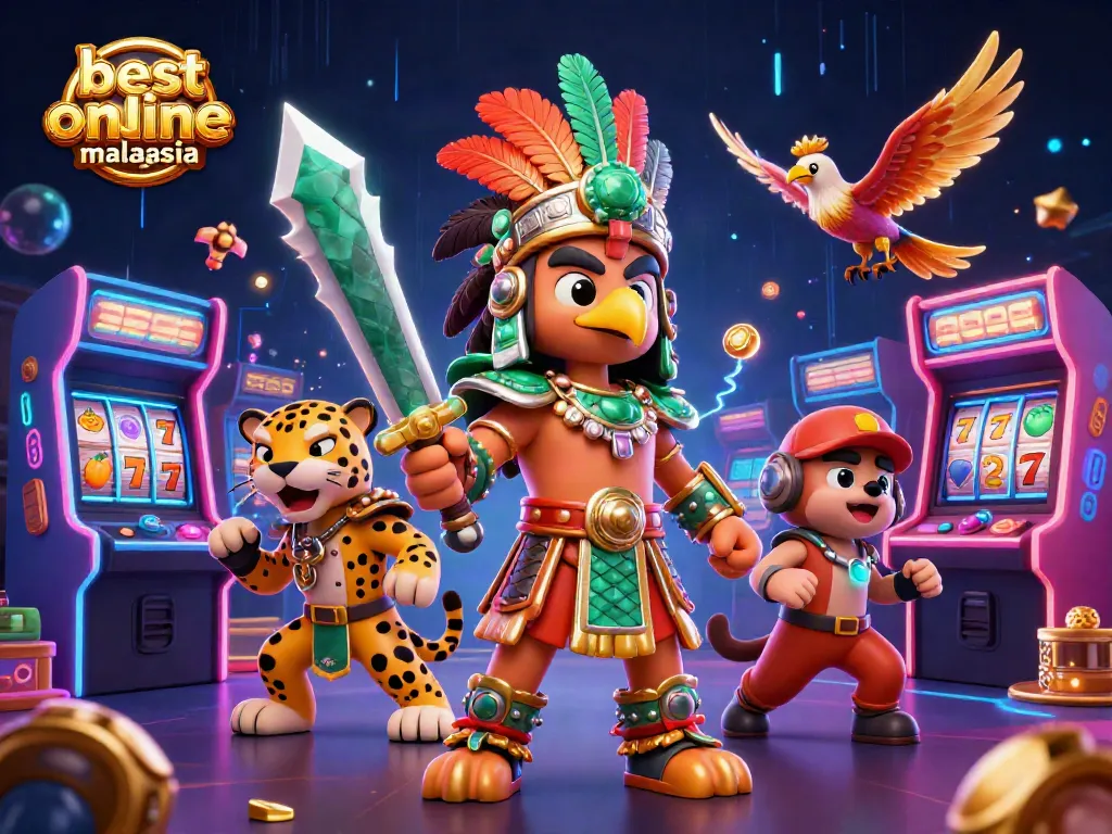 Experience the thrill at the best online casino Malaysia with vibrant gaming elements and dynamic characters.