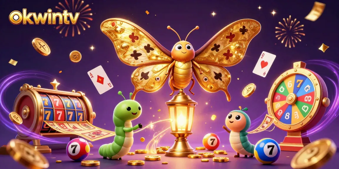 Immerse yourself in exciting gameplay with okwintv's vibrant lottery and casino illustration.