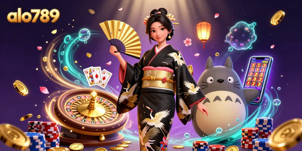 Experience exciting gambling adventures with alo789, featuring stunning visuals of coins and 3D characters.