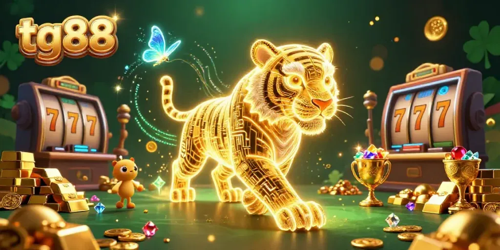 Join the thrilling adventures at tg88 with the golden tiger in a vibrant 3D casino atmosphere.