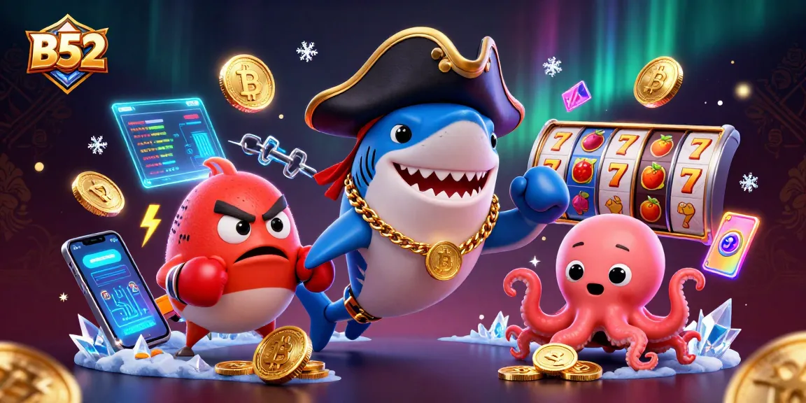 Engage with thrilling B52 casino gameplay featuring vibrant characters and slot elements.