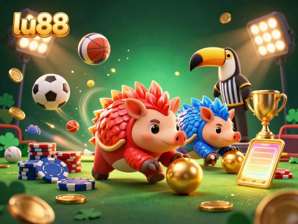 Join the excitement of lu88 as rival pangolins bowl through poker chips amidst a vibrant casino atmosphere.