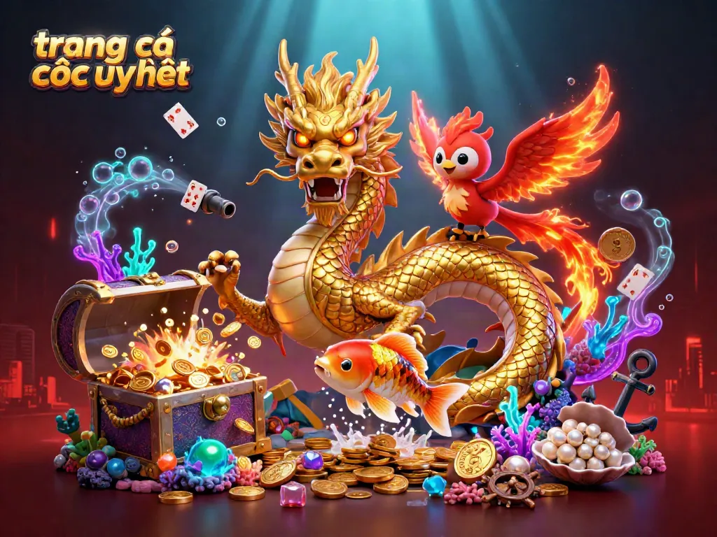 Trải nghiệm trang cá cược uy tín với hình ảnh rồng vàng và cá koi rực rỡ trong thế giới dưới nước.