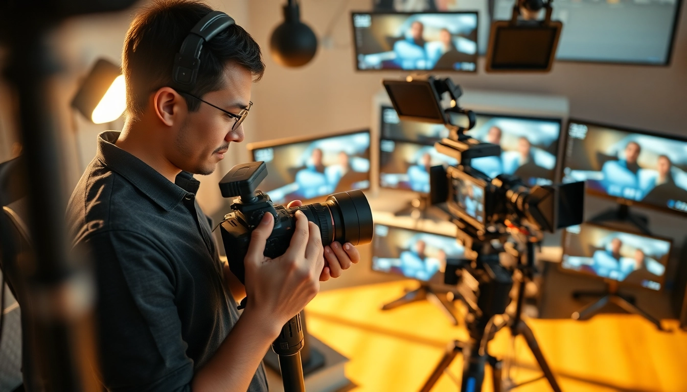 Creating engaging training videos in a professional studio setting.