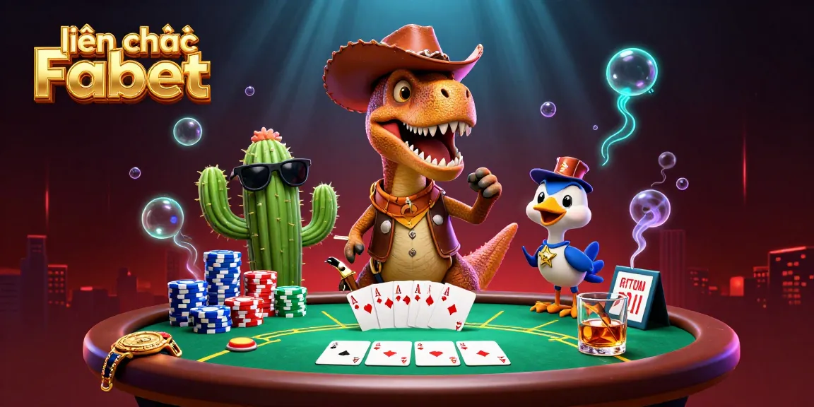 Experience the vibrant action of poker in this illustration featuring liên hệ Fabet amidst a lively gambling scene.