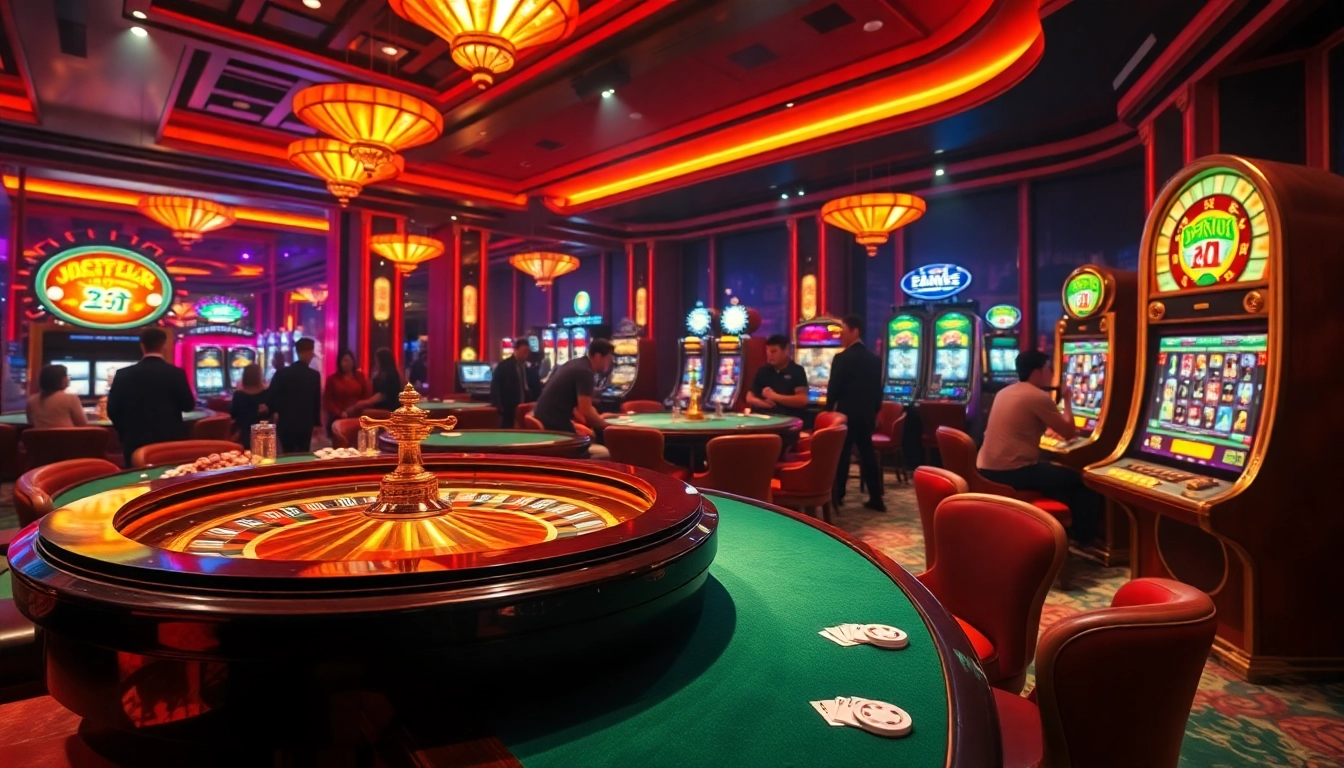 Experience the excitement at 壹發娛樂 with lively casino tables and vibrant slot machines.