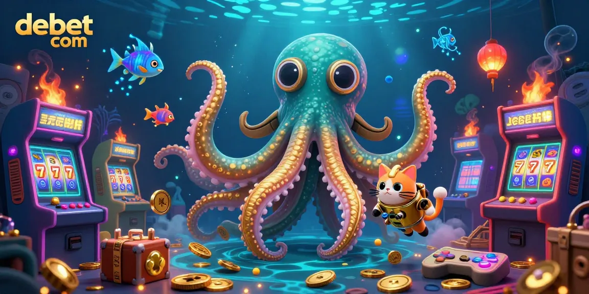 Experience thrilling wins with debet com in a vibrant casino-themed 3D illustration.