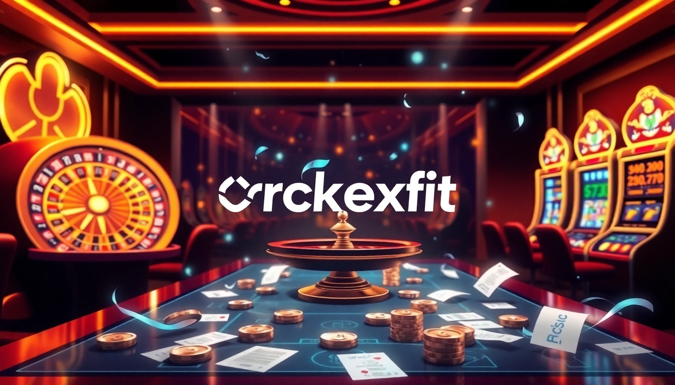 Online casino interface showcasing crickex.fit with roulette wheel and vibrant slot machines.