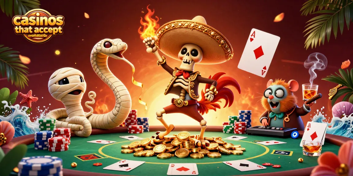 Casinos that accept credit cards showcase thrilling games featuring a skeleton mariachi dancing amid gold coins.
