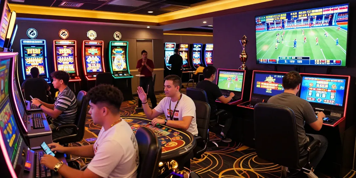 Players enjoying the vibrant atmosphere at 79club's live casino games and slot machines.