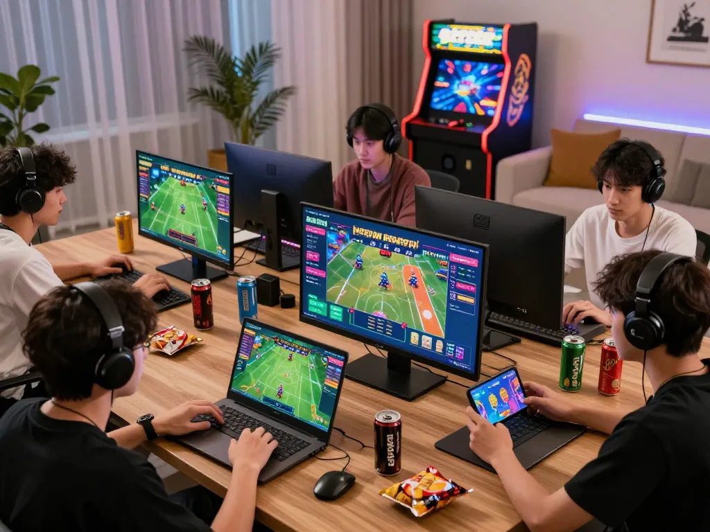 Engaged players enjoying the thrill of online gaming with Goal123 in a vibrant digital setting.