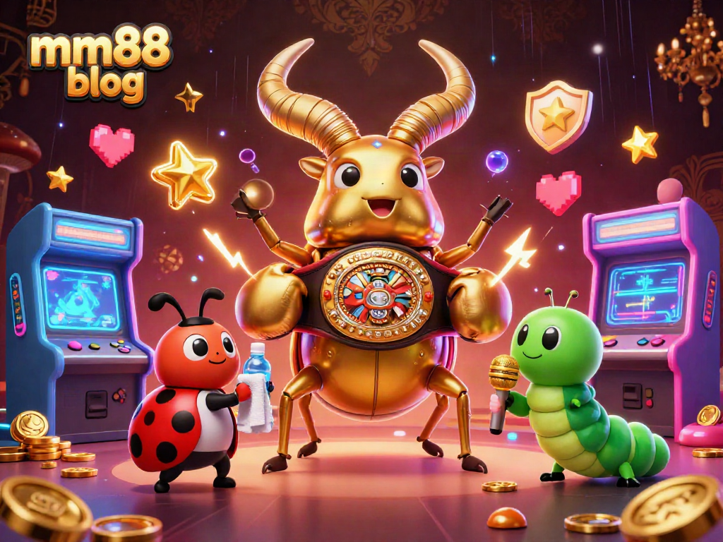 Engage in fun at mm88 blog with a vibrant 3D illustration featuring casino-themed characters and gaming elements.
