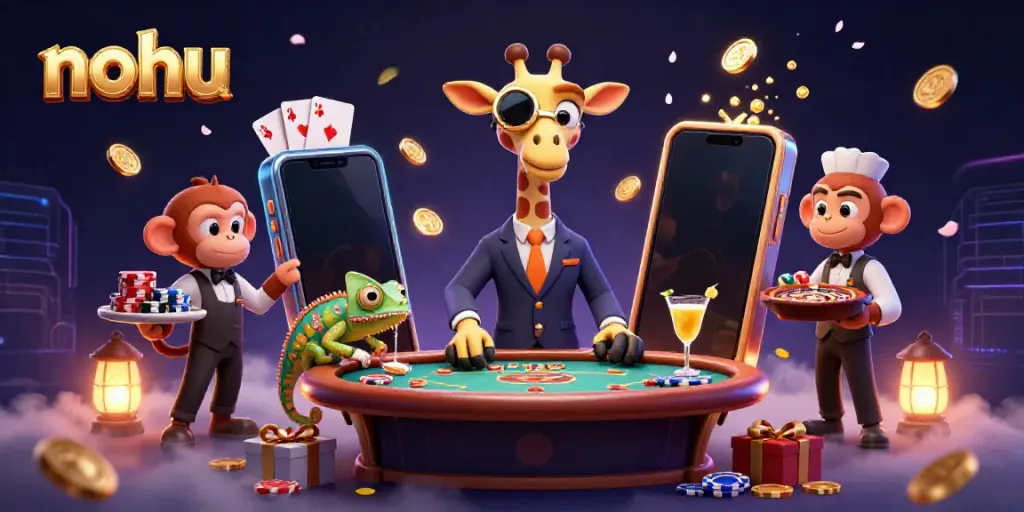 Experience nohu's vibrant casino environment with the giraffe high-roller and dynamic game elements.