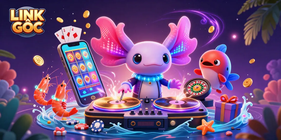 Experience LINK GỐC with vibrant visuals showcasing action-packed gambling scenes incorporating dynamic 3D characters.