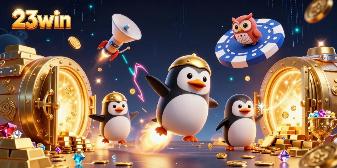 Experience thrilling gameplay with 23win as the golden penguin blasts through a vibrant casino universe.