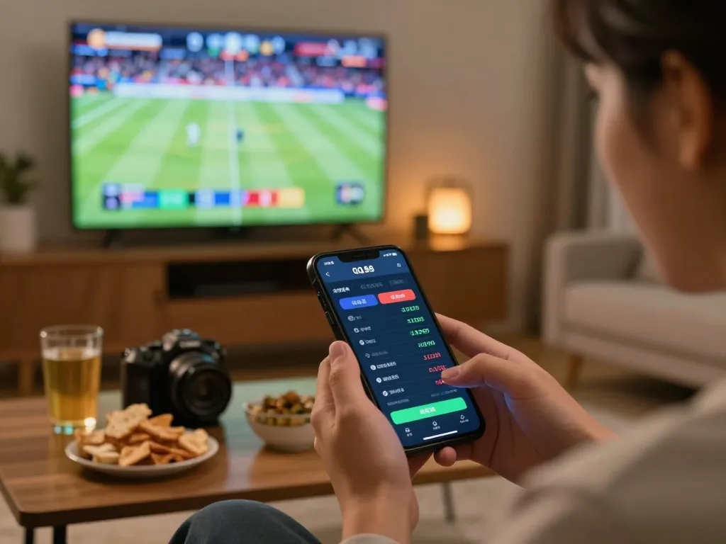 Engaging with QQ 88 sports betting on a smartphone during a live sports event, showcasing dynamic betting options.