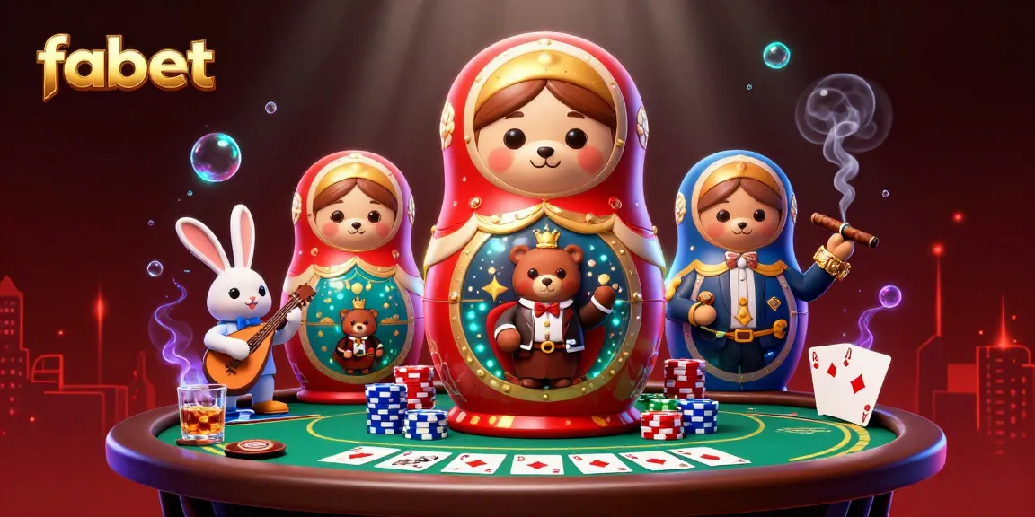 Engage with fabet's dynamic casino scene featuring colorful poker elements and charming characters.