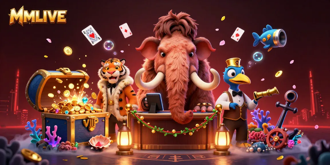 MMLIVE's vibrant scene featuring a mammoth bouncer checking IDs at a casino entrance, symbolizing fun.