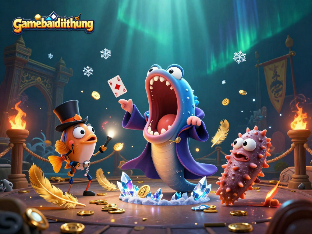 Engage in exciting gameplay at gamebaidoithuong, showcasing vibrant underwater casino magic.