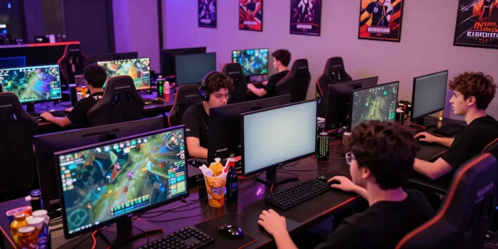 Engaged players in an online gaming match showcasing the vibrant culture of rokok88 esports.