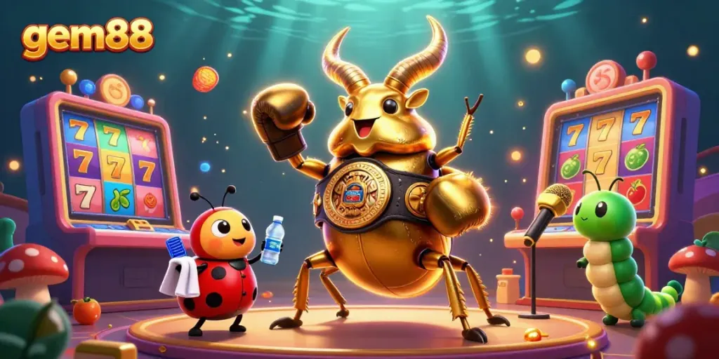 Engage with gem88's exciting gaming experience featuring vibrant casino elements and dynamic characters.