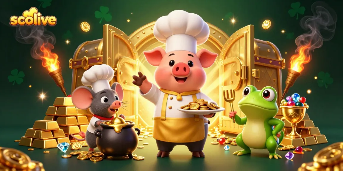 Socolive provides a dynamic gaming experience with vibrant gold coins and characters celebrating success.