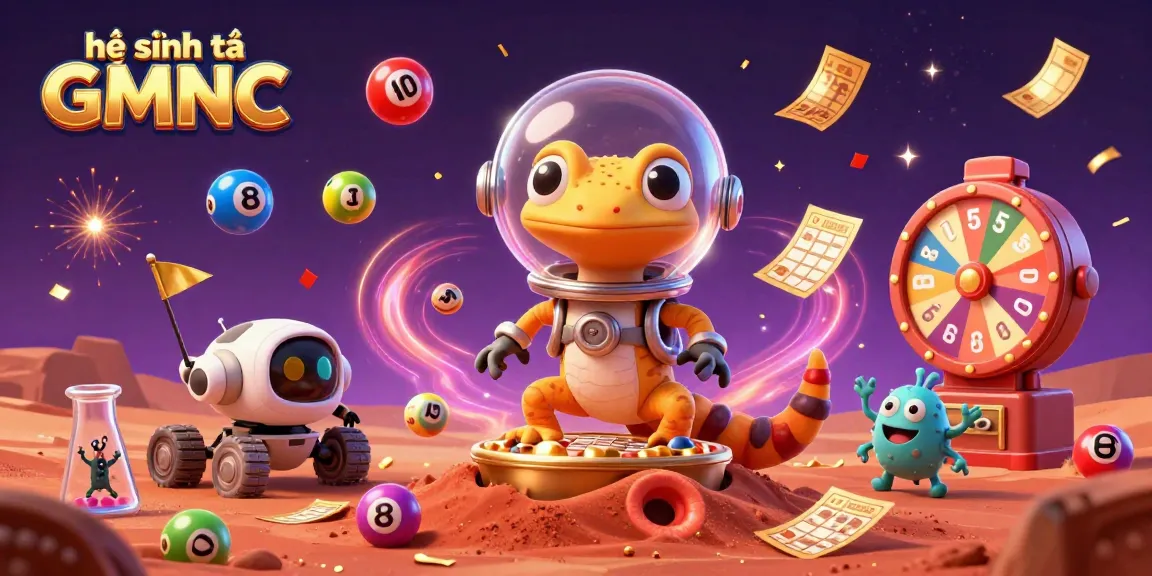 Engage with the exciting gambling adventures in the hệ sinh thái GMNC with vibrant lottery balls and golden casino treasures.